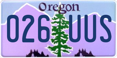 OR license plate 026UUS