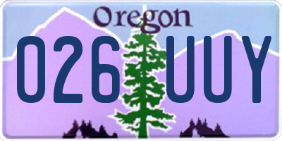 OR license plate 026UUY