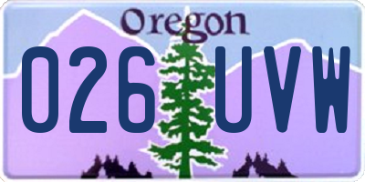 OR license plate 026UVW