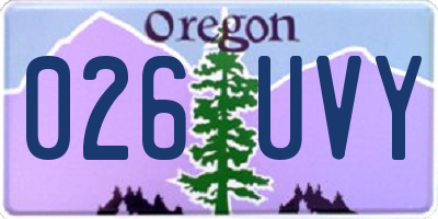 OR license plate 026UVY