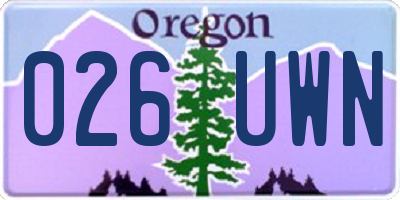 OR license plate 026UWN