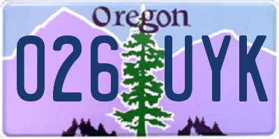 OR license plate 026UYK
