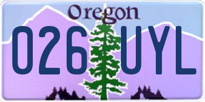 OR license plate 026UYL
