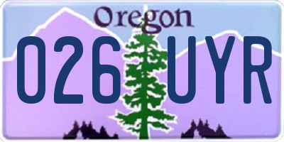 OR license plate 026UYR