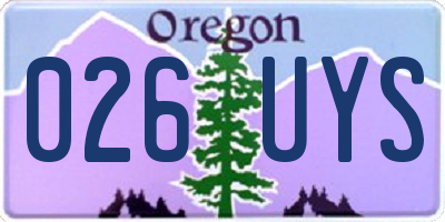 OR license plate 026UYS