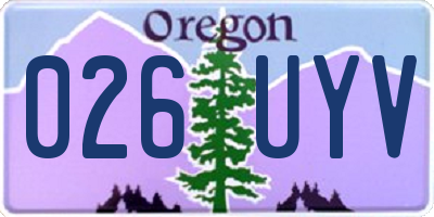 OR license plate 026UYV