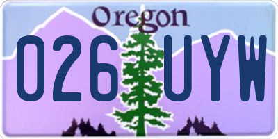 OR license plate 026UYW