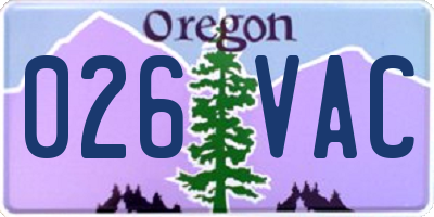 OR license plate 026VAC