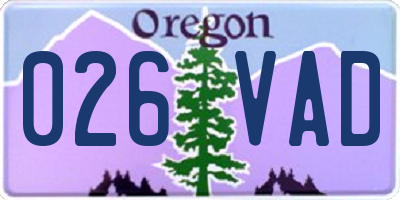 OR license plate 026VAD