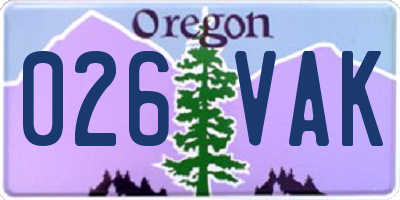 OR license plate 026VAK