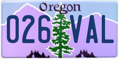 OR license plate 026VAL