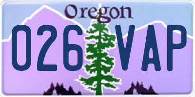 OR license plate 026VAP