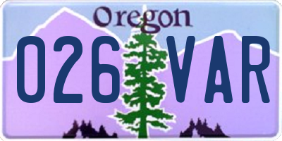 OR license plate 026VAR