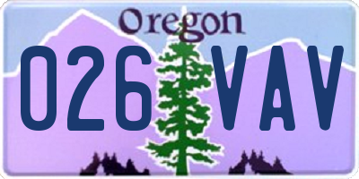 OR license plate 026VAV