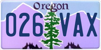 OR license plate 026VAX
