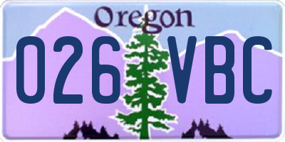 OR license plate 026VBC