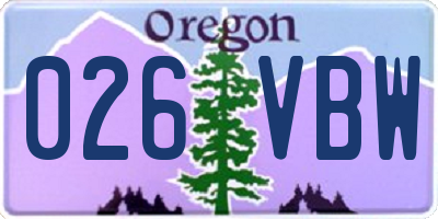 OR license plate 026VBW