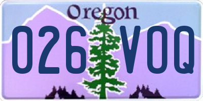 OR license plate 026VOQ