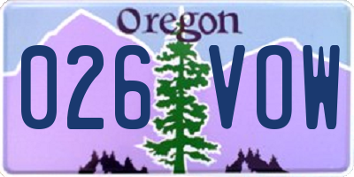 OR license plate 026VOW