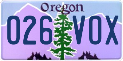 OR license plate 026VOX