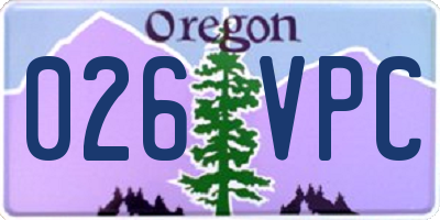 OR license plate 026VPC