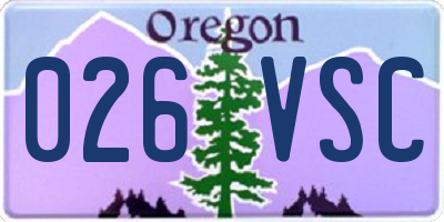 OR license plate 026VSC