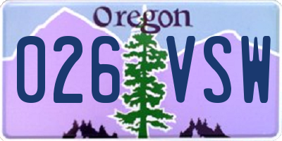 OR license plate 026VSW
