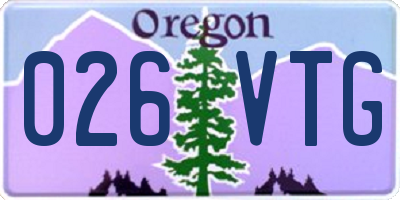 OR license plate 026VTG