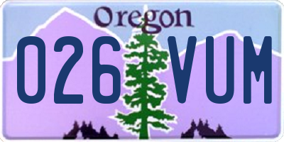 OR license plate 026VUM