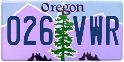 OR license plate 026VWR