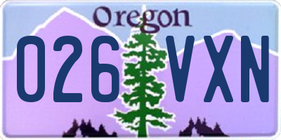 OR license plate 026VXN
