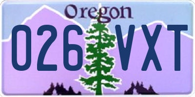 OR license plate 026VXT
