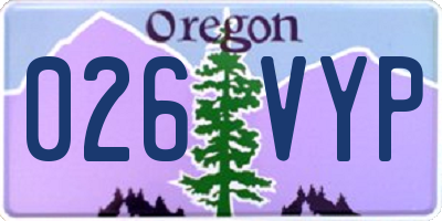 OR license plate 026VYP