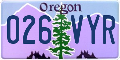 OR license plate 026VYR