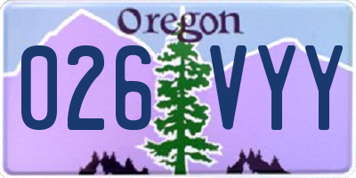 OR license plate 026VYY