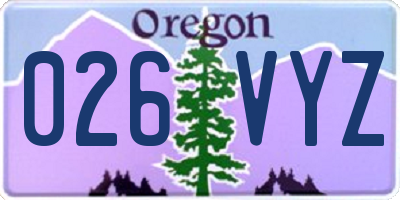OR license plate 026VYZ