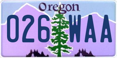 OR license plate 026WAA