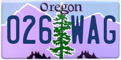 OR license plate 026WAG