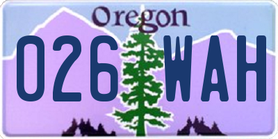 OR license plate 026WAH