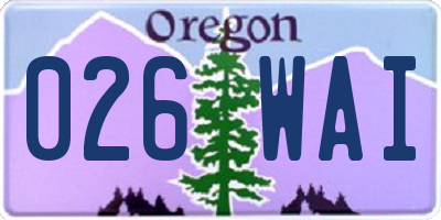 OR license plate 026WAI