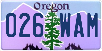 OR license plate 026WAM