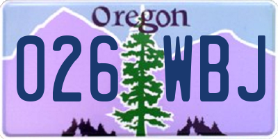 OR license plate 026WBJ