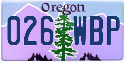 OR license plate 026WBP