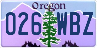 OR license plate 026WBZ