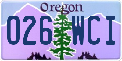 OR license plate 026WCI