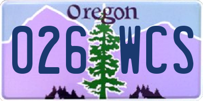 OR license plate 026WCS