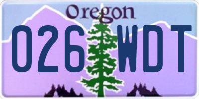 OR license plate 026WDT