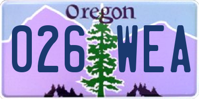 OR license plate 026WEA
