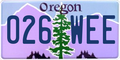 OR license plate 026WEE