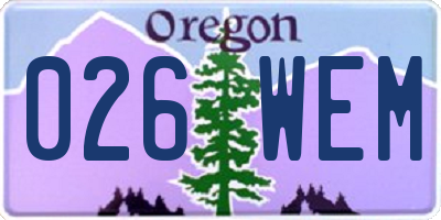 OR license plate 026WEM